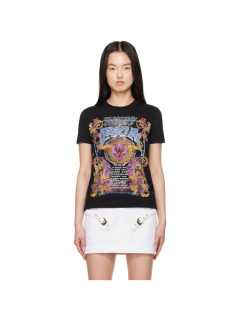 VERSACE JEANS COUTURE Black Crystal Tour Logo T-shirt