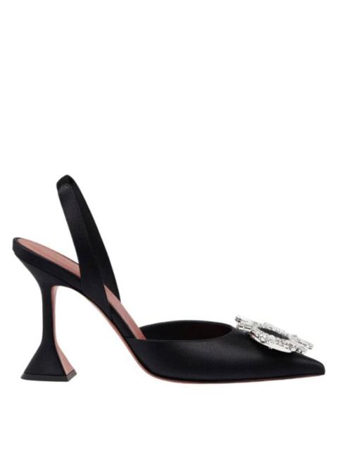 Amina Muaddi Amina Muaddi Black Satin Begum Slingback Pumps