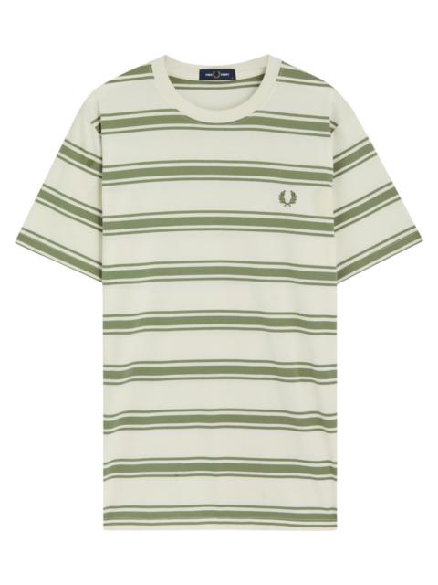 Fred Perry Striped Logo-embroidered Cotton T-shirt