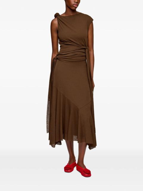 GANNI Ganni Knot Detail Asymmetric Midi Dress