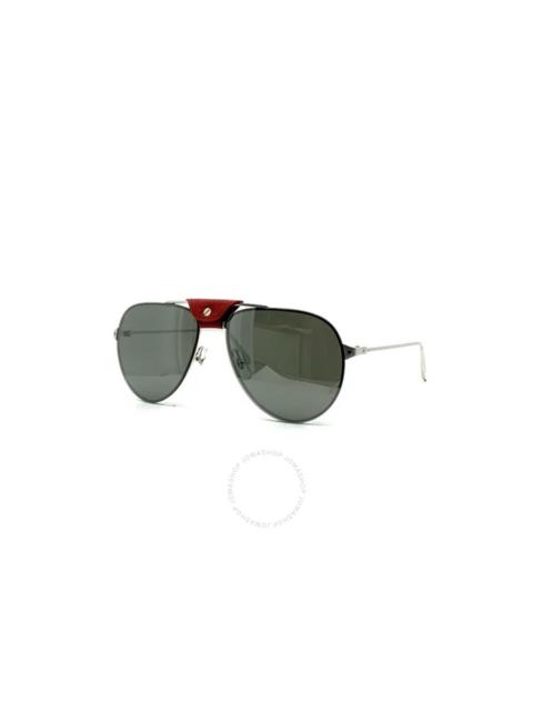 Cartier Cartier Santos De Cartier Grey Mirror Pilot Men's Sunglasses CT0166S 008 62