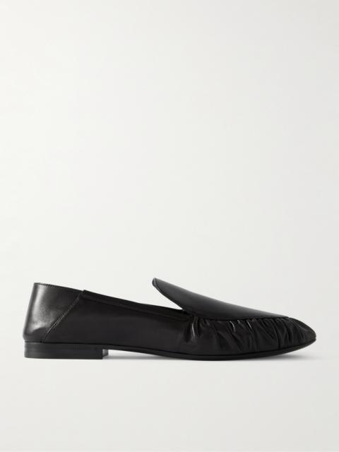 SAINT LAURENT Alain Collapsible-heel Gathered Leather Loafers