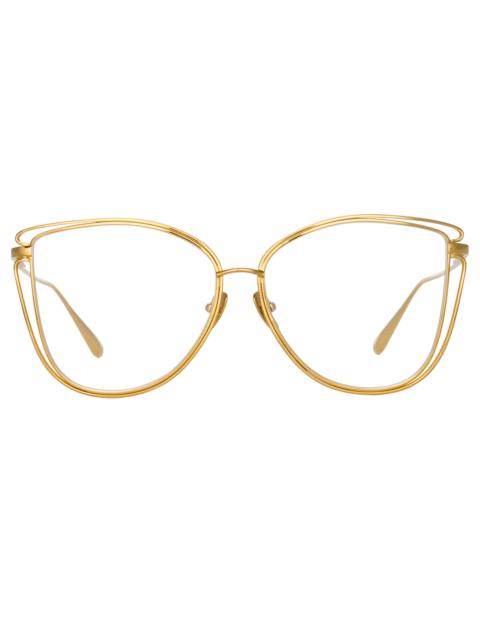 LINDA FARROW DINAH CAT EYE OPTICAL FRAME IN YELLOW GOLD