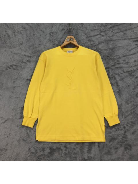 SAINT LAURENT YSL Embroidery Big Logo All Yellow Sweater #4435-153