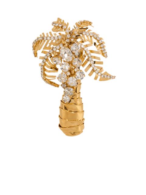 Balmain Brass and crystal palm tree brooch