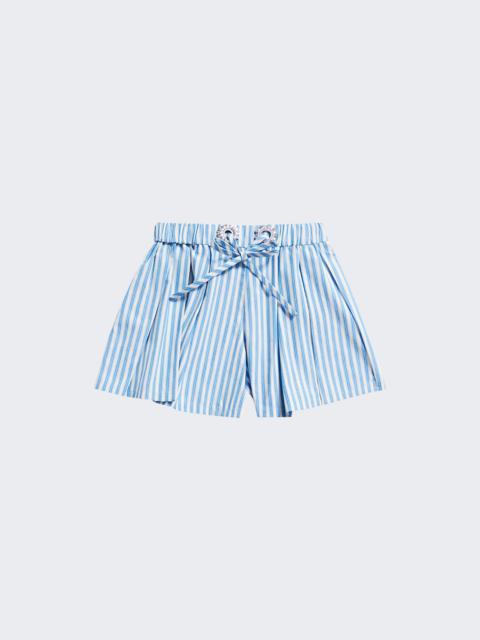 AREA Crystal Grommet Poplin Pleated Short White And Blue