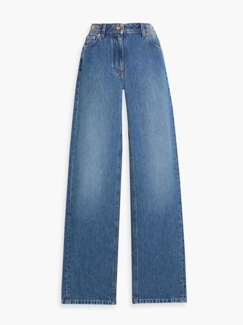 VERSACE Embellished high-rise straight-leg jeans