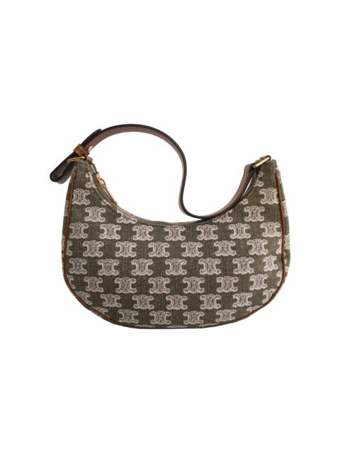 CELINE Celine Triomphe Ava Canvas Calfskin Ava Shoulder Bag Green