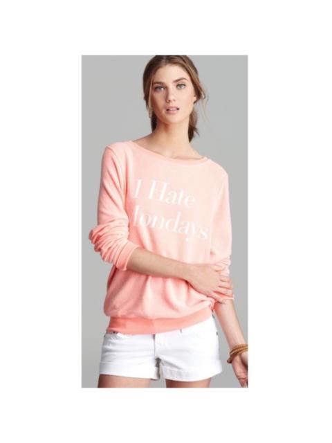Other Designers Wildfox “I Hate Mondays” Bright Orange Brushed Hacci Sweatshirt