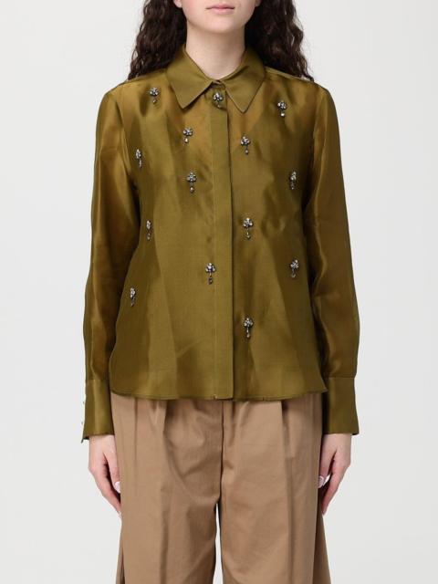 Max Mara Studio Max Mara Studio Women Max Mara Studio Eagi Silk Blend Shirt With Rhinestones