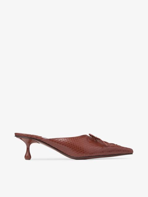 JIMMY CHOO Scarlett Mule 50
Cognac Elaphe Printed Leather Mules