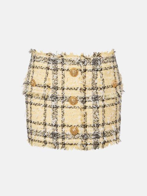 Balmain Sequined cotton-blend tweed miniskirt