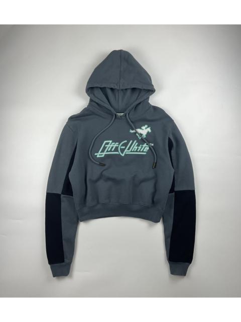 Off White Jockey Embroidered Crop Hoodie
