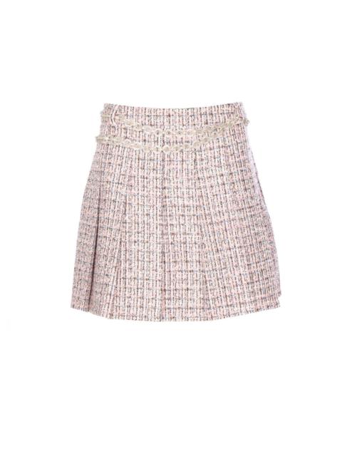 self-portrait Self Portrait Women Pink Boucle Crystal Belt Mini Skirt