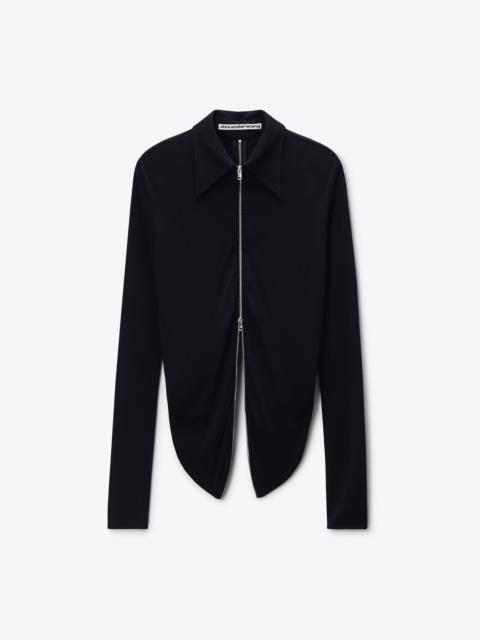 Alexander Wang Draped Back Zip Shirt in Crepe Jersey