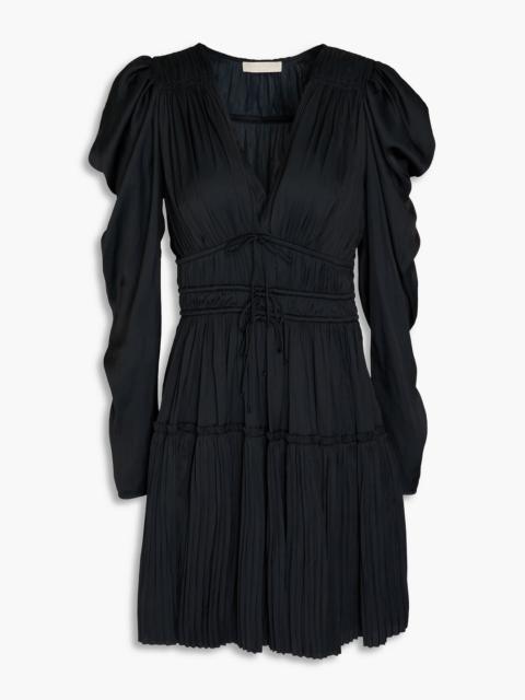ULLA JOHNSON Lu bow-detailed satin mini dress