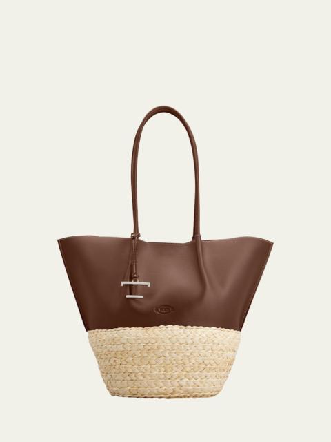 Tod's Bux Woven Leather Shopping Tote Bag