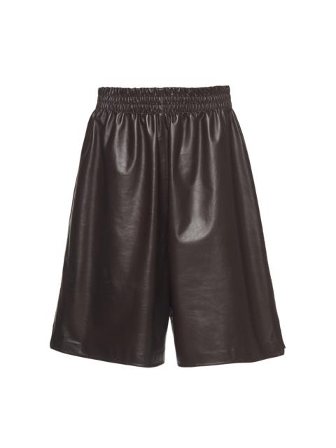 Bottega Veneta Long Leather Shorts brown