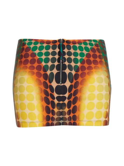 Jean Paul Gaultier Jean Paul Gaultier Re-Edition Polka Dot Trompe l'Oeil Mesh Miniskirt in Orange/Blue/Brown at Nordstr