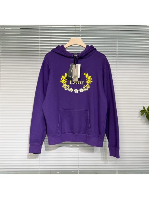 Dior Dior Hooded Gradient Floral Embroidered Logo Cotton Purple Hoodie