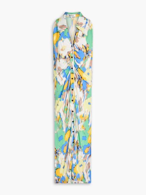 DIANE VON FURSTENBERG Maren ruched printed jersey midi shirt dress