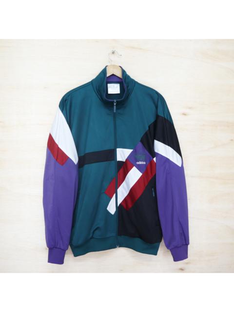 adidas Vintage 90s ADIDAS Mini Logo Embroidered Multi Color Block Bomber Track Satin Jacket