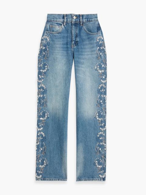 maje Embellished high-rise straight-leg jeans