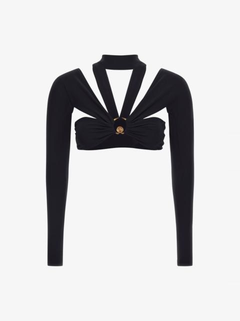 Roberto Cavalli Cutout Long Sleeve Crop Top