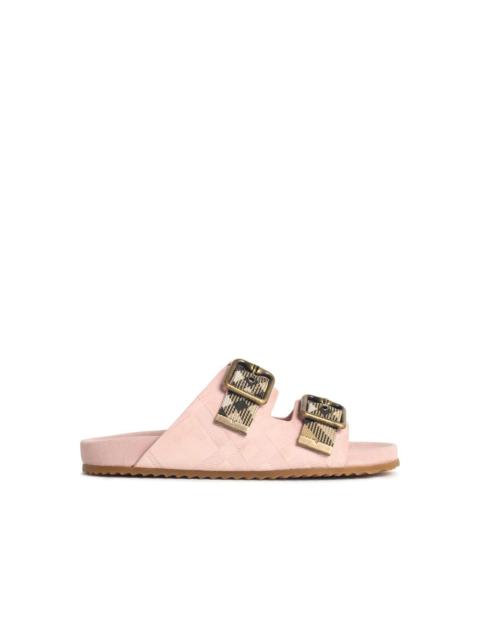Burberry Burberry Peony Pink 'Urchin' Suede Sandals Check Women