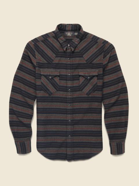 RRL by Ralph Lauren Slim Fit Striped Western Shirt - Navy