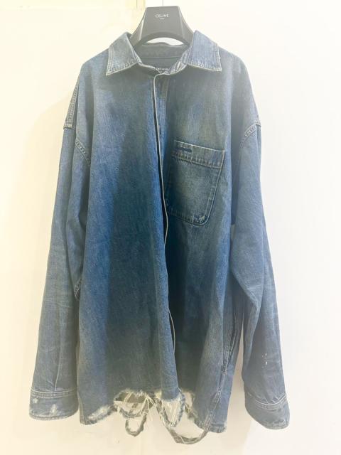 BALENCIAGA Balenciaga Embroidered Logo Oversized Denim Shirt - Size XS