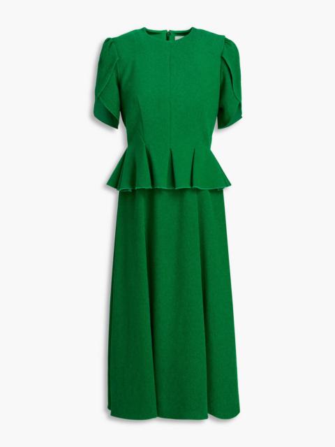 Erdem Pleated crepe peplum midi dress