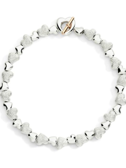 DoDo STERLING SILVER HEART BRACELET WITH STERLING SILVER DIAMOND-CUT COMPONENTS