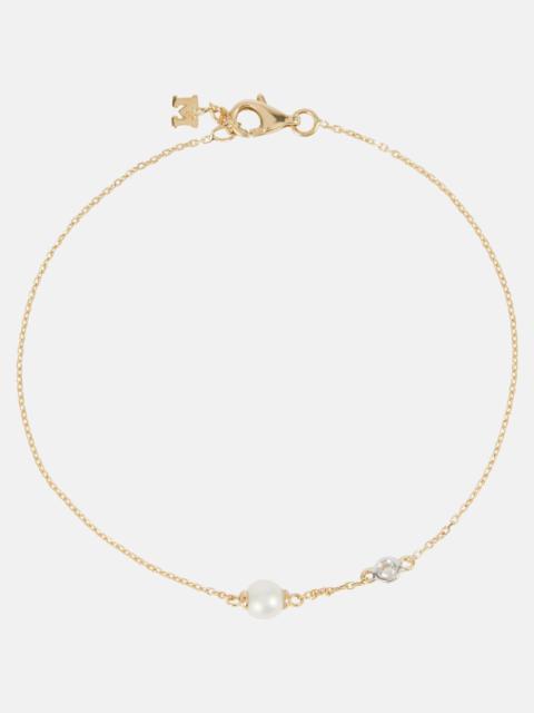 MATEO 14kt gold chain bracelet with diamonds and pearls