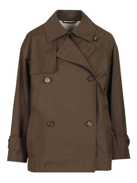 Other Designers Max Mara The Cube Women Short Double-Breasted Trench Coat In Water-Repellent Cotton