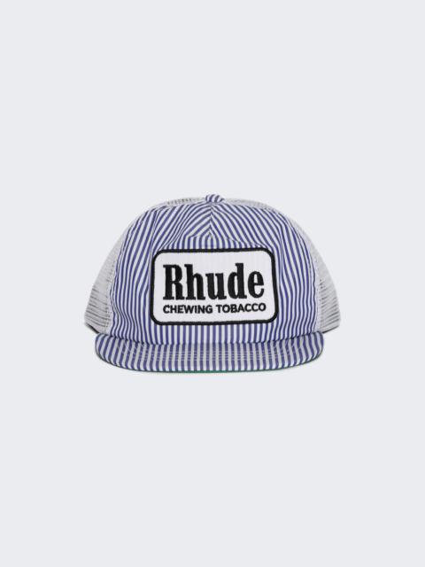 Rhude Tobacco Trucker Hat Blue Striped