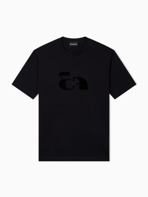 EMPORIO ARMANI JERSEY T-SHIRT WITH OP-ART EMBROIDERY