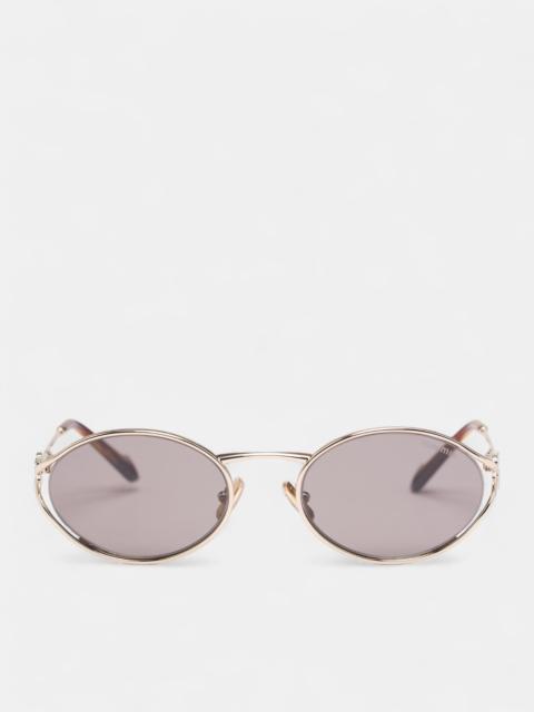 Miu Miu Gold-Tone Metal Oval Sunglasses