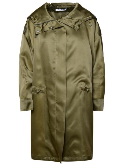 Max Mara Donna 'Tambuto' Khaki Green Silk Parka