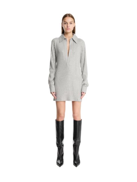 Gray Rhinestone Shirt Dress