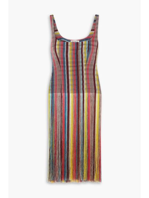 Other Designers Fringed striped woven top