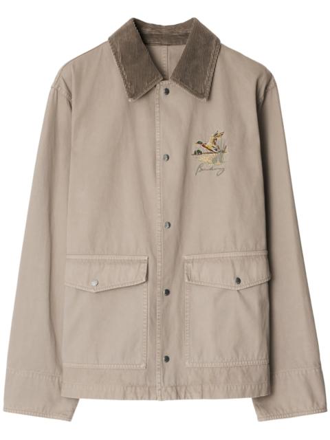 Burberry motif-embroidered shirt jacket