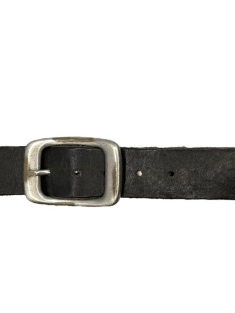 Maison Margiela Line 10 Black Leather Patina Buckle Belt