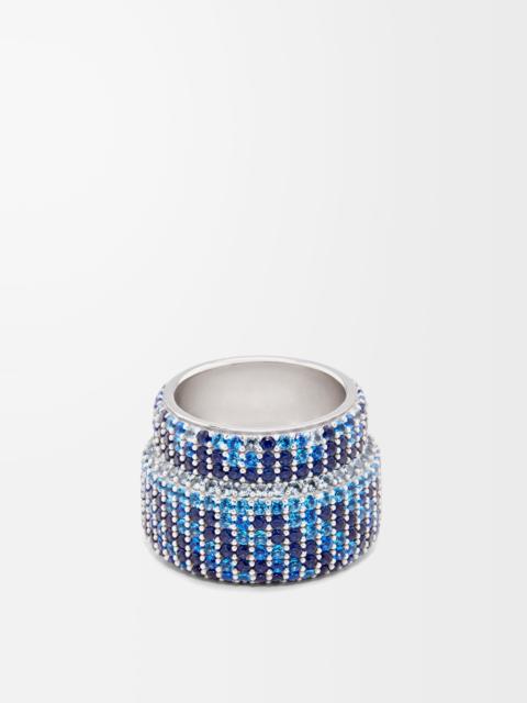 Loewe Large Pavé ring in sterling silver and crystals