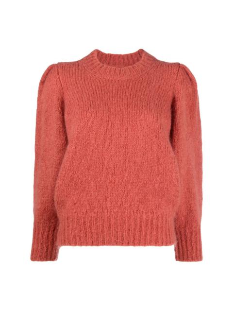 ribbed-trim bell-sleeves jumper