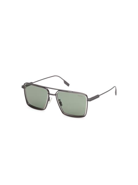 ZEGNA Zegna Polarized Green Navigator Men's Sunglasses EZ0257 09R 56