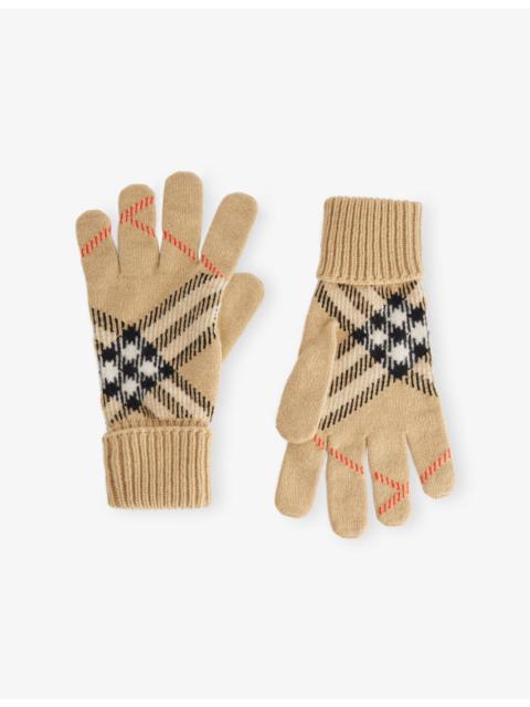 Burberry Check-Print Cashmere-Blend Gloves
