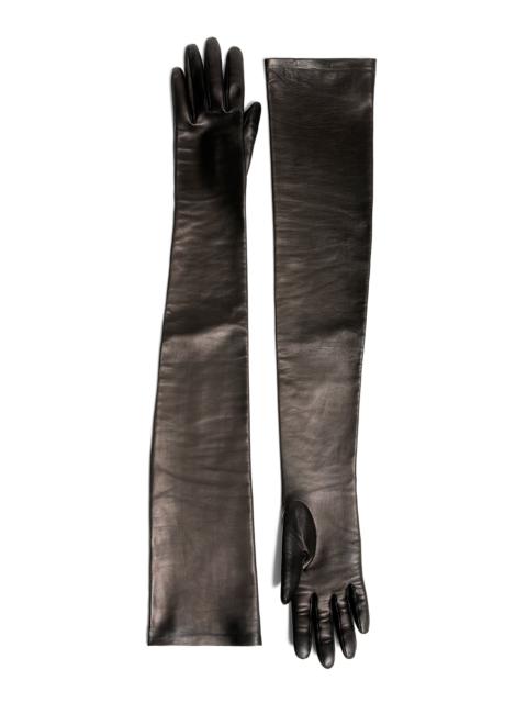 KHAITE Remo Long Leather Gloves black