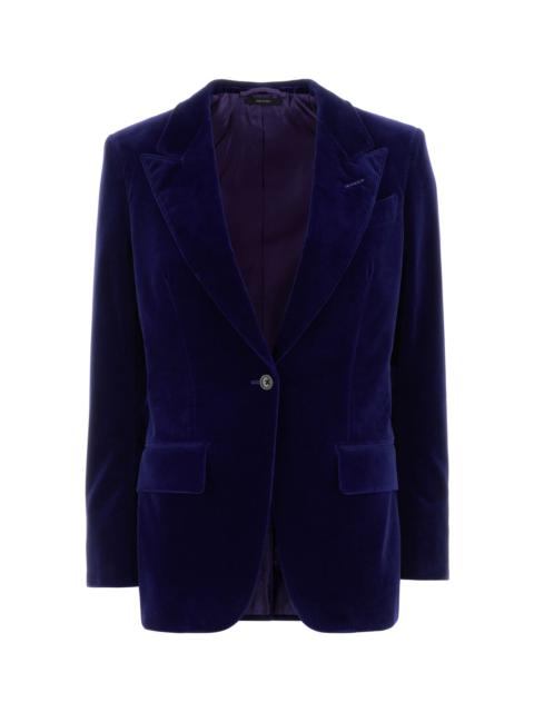 TOM FORD Blue stretch velvet blazer