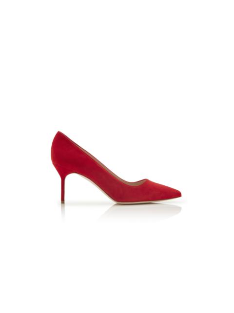 Manolo Blahnik Bright Red Suede pointed toe Pumps